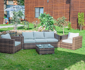 Лаунж-зона Karl Royal Family из искусственного ротанга с трёхместным диваном, цвет коричневый