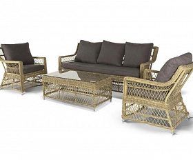 Лаунж-зона Гранд Латте 4SIS из искусственного ротанга, цвет соломенный