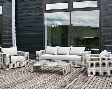 Лаунж-Зона Тито 4SIS из искусственного ротанга, цвет серый