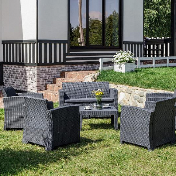 Обеденный комплект Lana L Royal Family из пластика, цвет графит фото 1