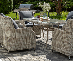 Неаполь обеденная группа плетеная из искусственного ротанга, цвет соломенный