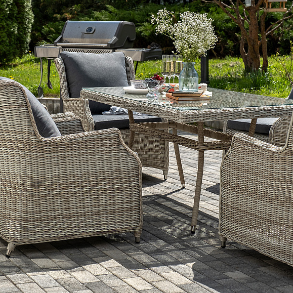 Неаполь обеденная группа плетеная из искусственного ротанга, цвет соломенный фото 2