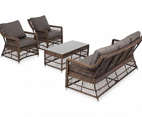 Лаунж-зона Гранд Латте 4SIS из искусственного ротанга, цвет коричневый