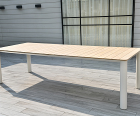 Прага обеденный стол с тиковой столешницей и алюминиевым каркасом