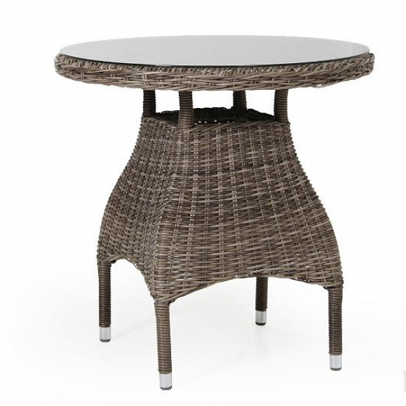 Кофейный стол Ninja Brafab круглый, коричневый, искусственный ротанг фото 1