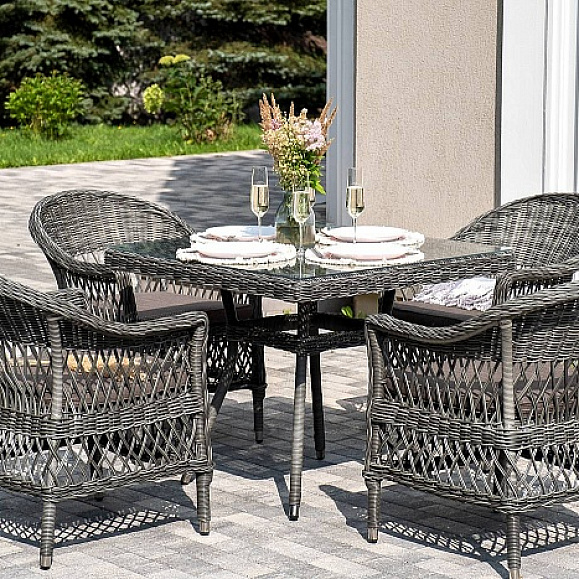 Обеденная Сицилия 4SIS группа плетеная, цвет графит фото 1