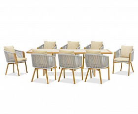 Комплект обеденной мебели Avesta Brafritid серый/песочный, стеклокерамика/тик.