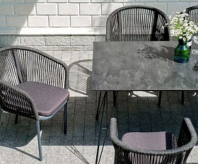 Обеденная группа Милан 4SIS из роупа (веревки), цвет темный