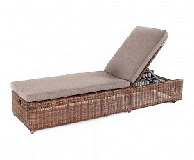 Шезлонг Рим 4SIS из искусственного ротанга, цвет коричневый с подушкой