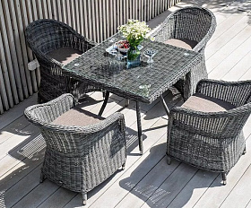 Плетеное кресло Равенна 4SIS из искусственного ротанга, цвет графит