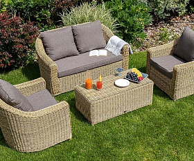 Лаунж-зона Кон Панна 4SIS из искусственного ротанга, цвет соломенный