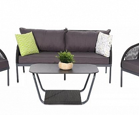 Лаунж-зона 4-местная Канны 4SIS из роупа (веревки), цвет темно-серый