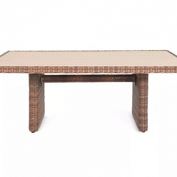 Плетеный обеденный стол Бергамо 4SIS из искусственного ротанга, цвет коричневый фото 3