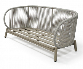 Прато диван двухместный из искусственного ротанга, цвет светло-серый, каркас под дерево (холодно-бежевый)