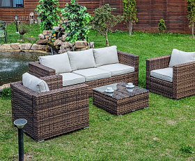 Лаунж-зона Karl Royal Family из искусственного ротанга с трёхместным диваном, цвет коричневый