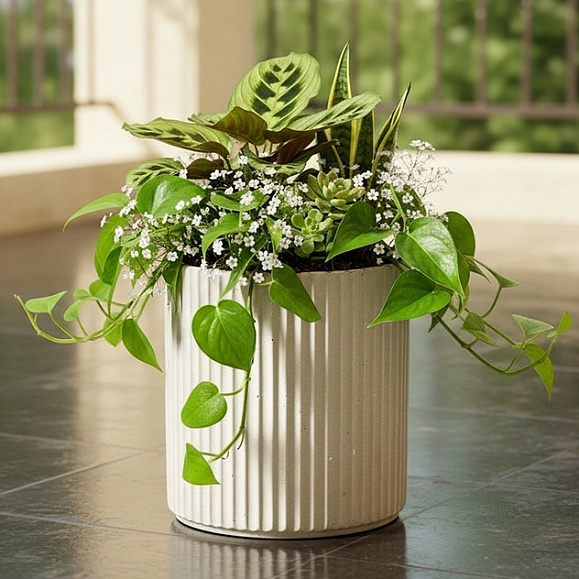 Кашпо TERRAFAKTURA Рифлоу D40H40 Дюна фото 1