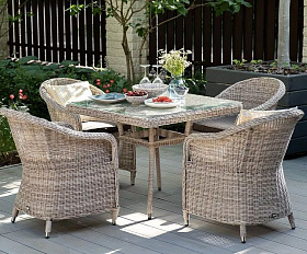 Обеденная группа Фредо 4SIS из искусственного ротанга, цвет бежевый