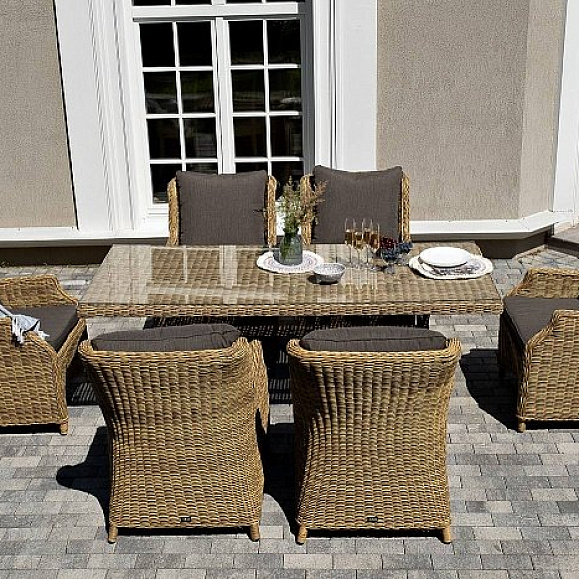 Обеденная Неаполь 4SIS группа плетеная из искусственного ротанга, цвет соломенный фото 1