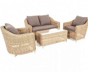 Лаунж-зона Кон Панна 4SIS из искусственного ротанга, цвет соломенный