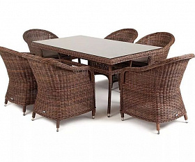 Обеденная группа Эспрессо 4SIS из искусственного ротанга, цвет коричневый
