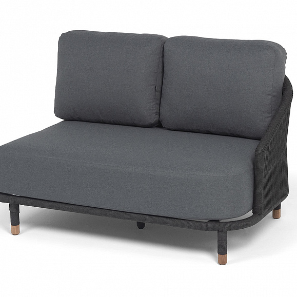 Верона левый модуль плетеный из роупа, каркас алюминий темно-серый (RAL7024) муар, роуп темно-серый круглый, ткань темно-серая 027, L131х89 фото 1