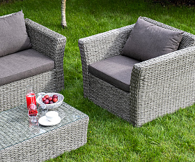 Капучино журнальный столик из искусственного ротанга (гиацинт), цвет cерый