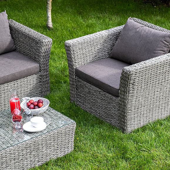 Капучино журнальный столик из искусственного ротанга (гиацинт), цвет cерый фото 6