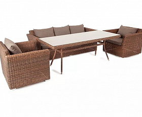 Обеденная группа Моккачино 4SIS из искусственного ротанга, цвет коричневый
