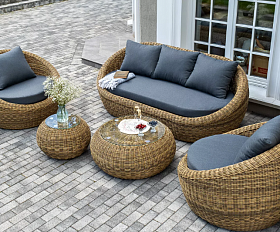 Лаунж-Зона Барселона 4SIS из искусственного ротанга, цвет соломенный