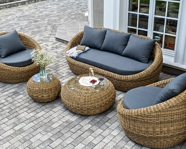 Лаунж-Зона Барселона 4SIS из искусственного ротанга, цвет соломенный