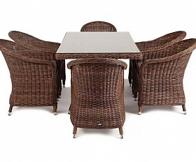 Обеденная группа Эспрессо 4SIS из искусственного ротанга, цвет коричневый