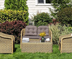 Диван двухместный Равенна 4SIS из искусственного ротанга, цвет соломенный