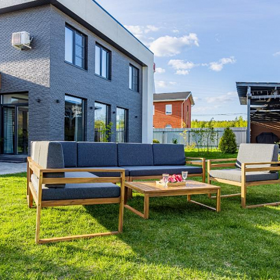 Лаунж-зона Brooklyn Royal Family из дерева с угловым диваном, цвет серый фото 2