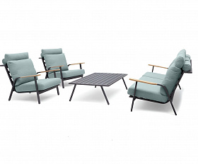 Комплект лаунж мебели Malmo Brafritid с 2-х местным диваном, антрацит/зелёный, алюминий