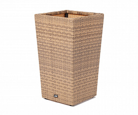 Капучино кашпо для цветов плетеное из искусственного ротанга, цвет соломенный