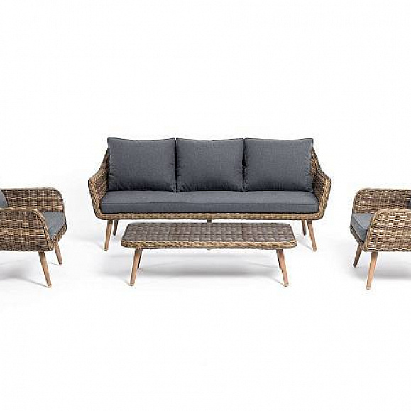 Лаунж-Зона Прованс 4SIS плетеная из искусственного ротанга, цвет соломенный фото 1