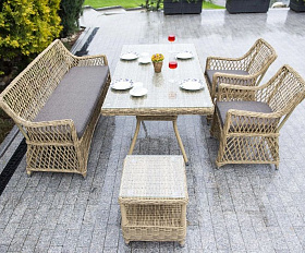 Обеденная группа Катания F 4SIS из искусственного ротанга, цвет соломенный