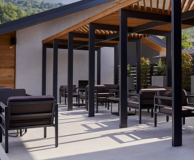 Эстелья кресло, каркас алюминий темно-серый (RAL7024) муар, ткань темно-серая 027