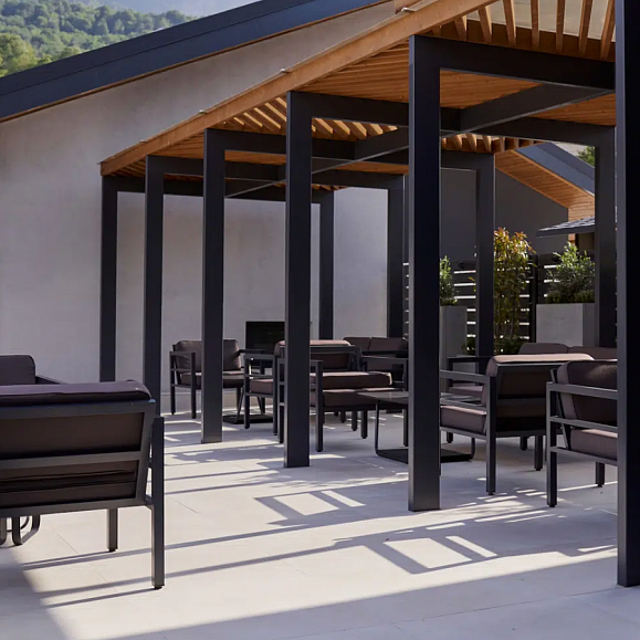 Эстелья кресло, каркас алюминий темно-серый (RAL7024) муар, ткань темно-серая 027 фото 2