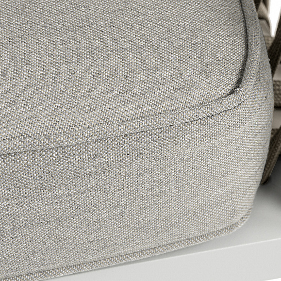 Касабланка левый модуль плетеный из роупа, каркас алюминий светло-серый (RAL7035) муар, роуп серо-коричневый 23мм, ткань бежевая 15052 фото 7