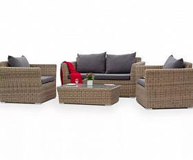 Лаунж-зона Капучино Сингл 4SIS из искусственного ротанга, цвет соломенный