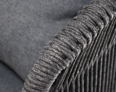 Лаунж-зона Милан 5-местная плетеная из роупа (веревки), каркас алюминиевый серый, роуп темно-серый