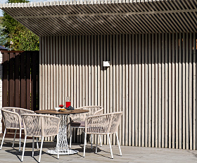 Диего обеденная группа на 4 персоны, круглый стол дуб, цвет бежевый