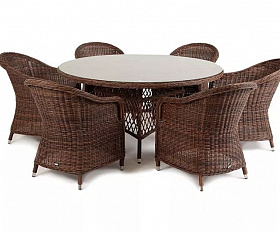Обеденная группа Эспрессо-150 R 4SIS из искусственного ротанга, цвет коричневый
