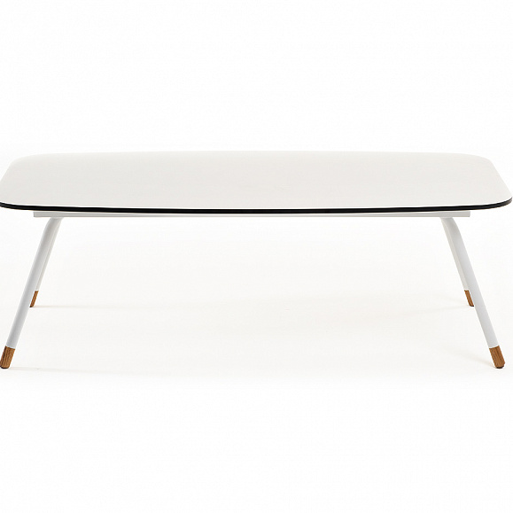 Верона журнальный стол из HPL 120х65, H40, каркас белый муар, цвет столешницы молочный фото 2