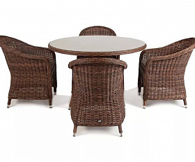 Обеденная группа Равенна 4SIS из искусственного ротанга, цвет коричневый