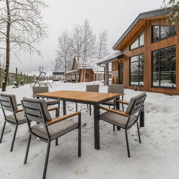 Обеденный комплект Oscar Royal Family со столешницей из тика, цвет светло серый фото 8