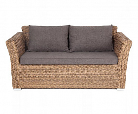 Диван двухместный Капучино 4SIS из искусственного ротанга (гиацинт), цвет соломенный
