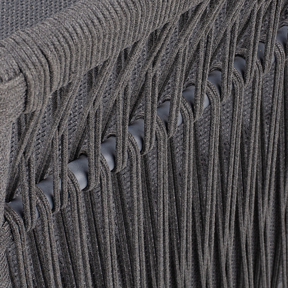 Лугано кресло плетеное из роупа, каркас алюминий темно-серый (RAL7024) муар, роуп темно-серый круглый, ткань темно-серая YB25-0027 фото 5