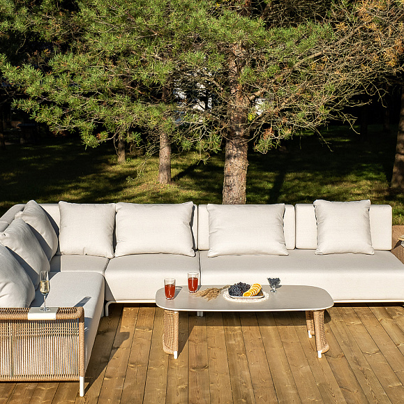 Мальдивы трансформирующаяся лаунж-зона из искусственного ротанга, цвет соломенный фото 4